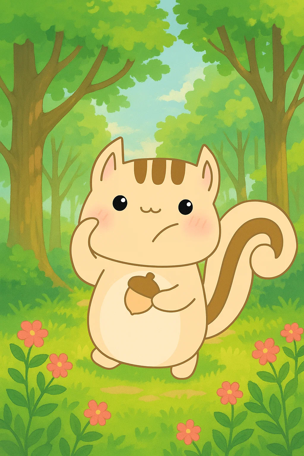 りすたんがご飯をたべているときのイラスト