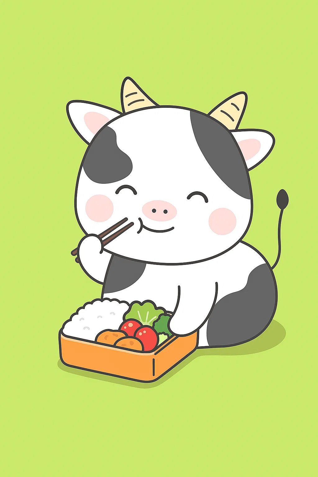 うしたんがお弁当をたべているイラスト
