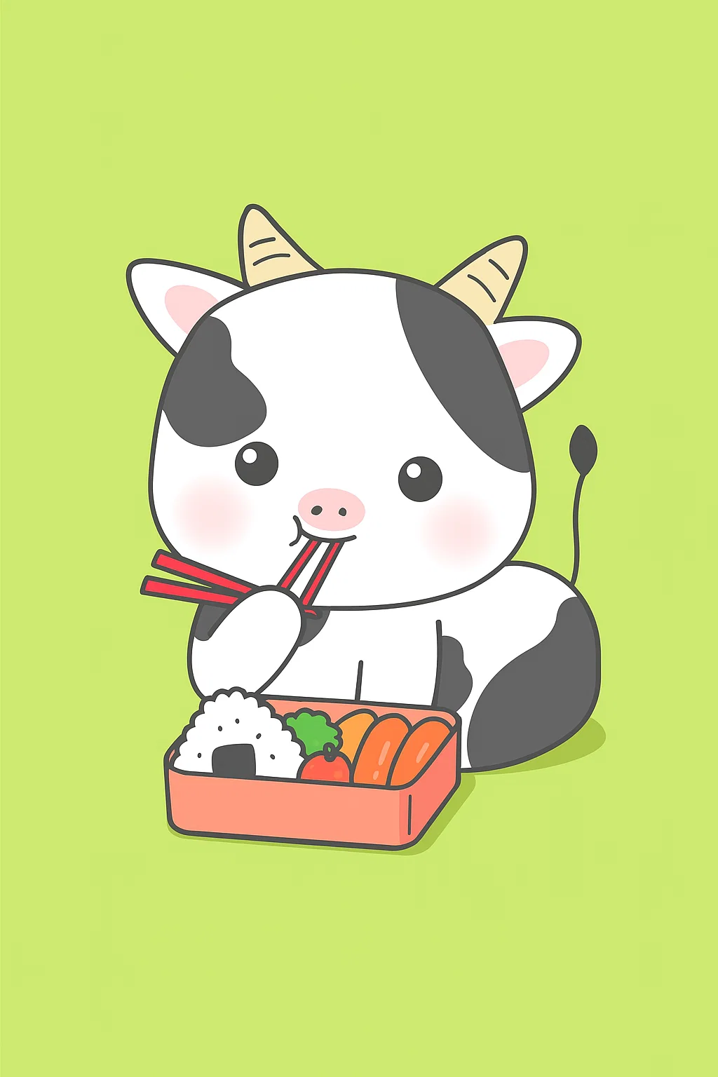 うしたんがお弁当をたべようとしているイラスト